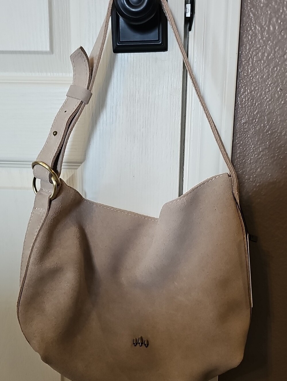 Portland Leather Taupe Suede Shoulder Hobo